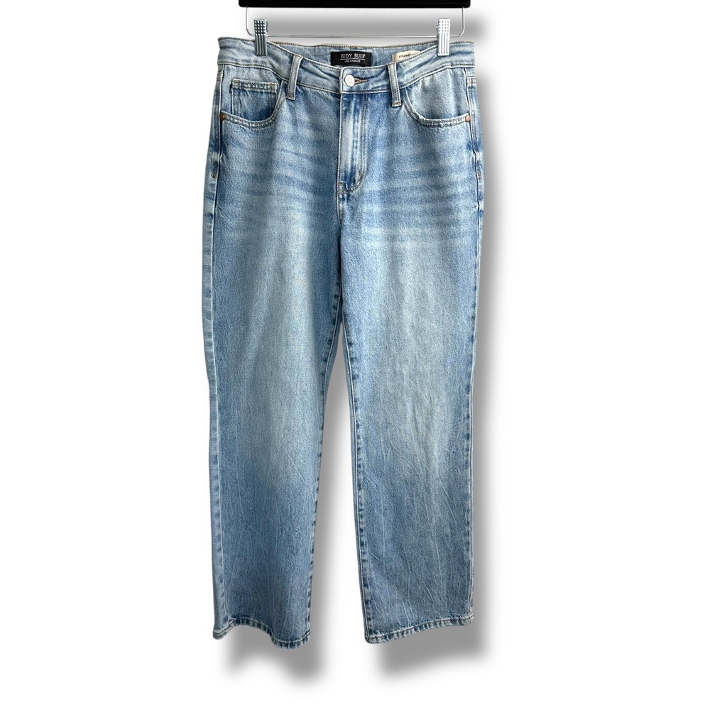 Judy Blue Straight Fit Light‎ Wash High Rise Jeans 7/28 Short
